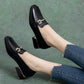 Soft Leather Single Shoes Women's Low-heel Carafe Square-toed Leather Shoes Thick Heel British Style Slip-on Work Women's Shoes