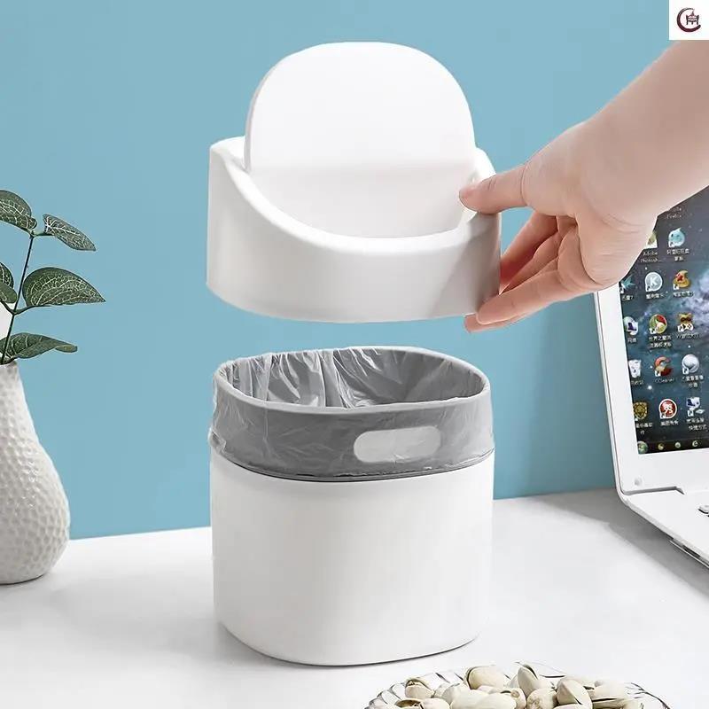 Desktop Trash Can Girl Heart Light Luxury Style Creative Desktop Household Trash Storage Bin Mini Small Trash with Lid