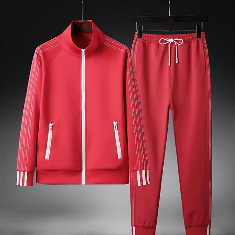 Spring and Autumn Fashion Trend Suit Men's Korean Cardigan Zipper Sweater Two-piece Student Sportswear Loose Suit