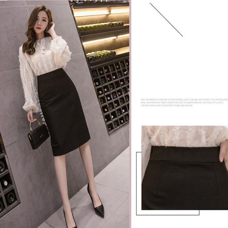 Mid-length Skirt Women's Spring and Summer Fashion Temperament High Waist Slit Professional Suit Skirt One-step Skirt