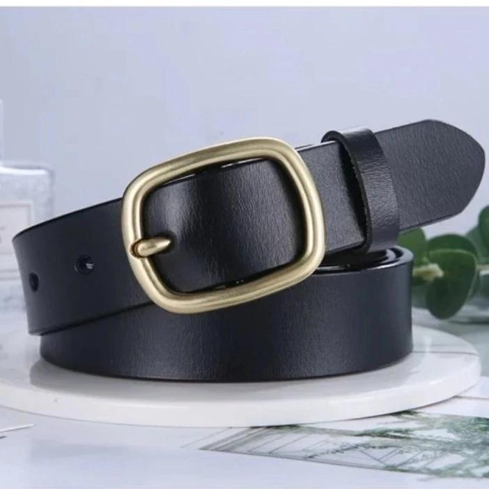 Ladies belt cowhide black belt leather belt student jeans decoration belt girl white belt
