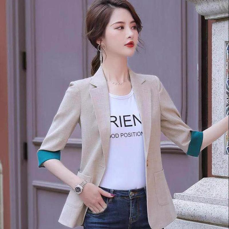 Spring Temperament Single-breasted Suit Two-piece Professional Wear Age-reducing Temperament Casual Solid Color Suit Women