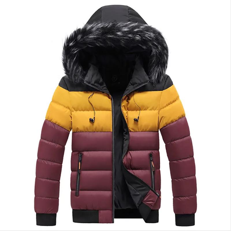 Men's Padded Jacket Men's Winter Thick Warm Jacket Hooded Youth Bread Jackets Stand-up Collar Jacket Men