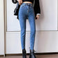 Tight-fitting Stretch Jeans Women's High Waist Slimming Feet Pants Blue Gray Pencil Pants Trousers