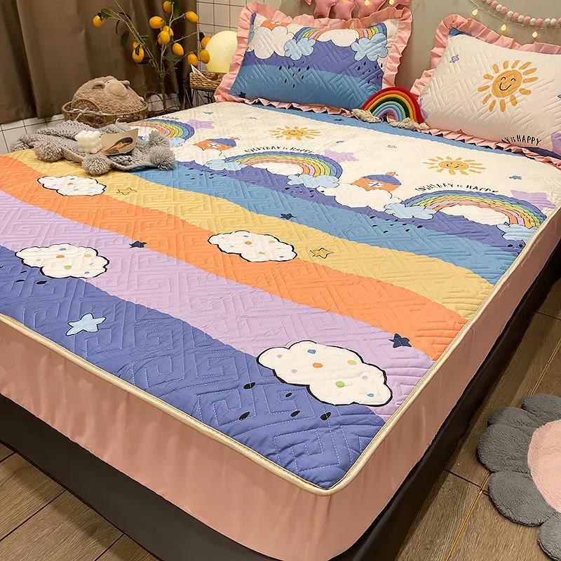 Cotton Bed Three-piece Clamp Cotton Bed Can Be Cleaned Protective Cover Anti-slip Fixed All-inclusive Dust-proof Cover Grasmur Field Wind