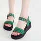 Summer Bright Diamond Flat Sandals Casual Women's Sandals Platform Non-slip Wedge Sandals Flat Student Women's Shoes