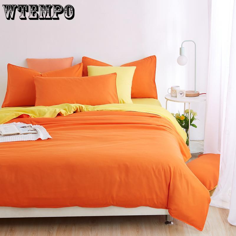 Bedding Solid Color Double Combed Matte Four Piece Set  Dormitory Simple Quilt Cover Bed Sheet
