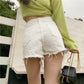 WTEMPO Women Elastic Waist Denim Shorts Loose Wide Leg A-line Thin Office Club Casual Party Dates Vocation