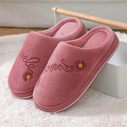 Pattern Design Cotton Slippers for Indoor Warmth In Autumn and Winter Flat Shoes for Leisure and Entertainment