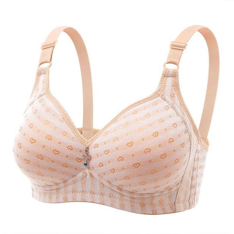 Women Fashion Printing Sexy Large Size Thin Bras Receiving Side Breasts Gathering Type Without Steel Rings Adjustable Strap Bra