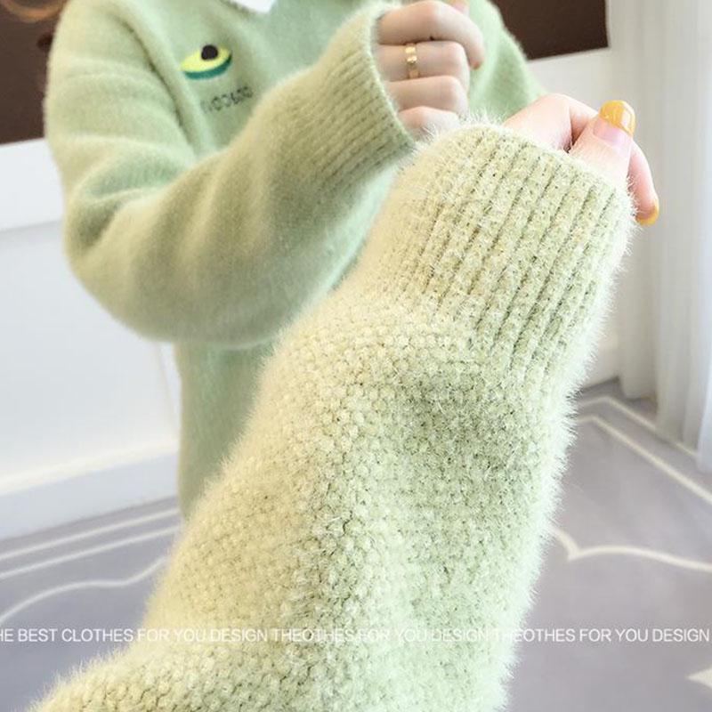Autumn and Winter Loose Sweater Mink Velvet Knitted Jacket Fashion Simple Young Women's Top
