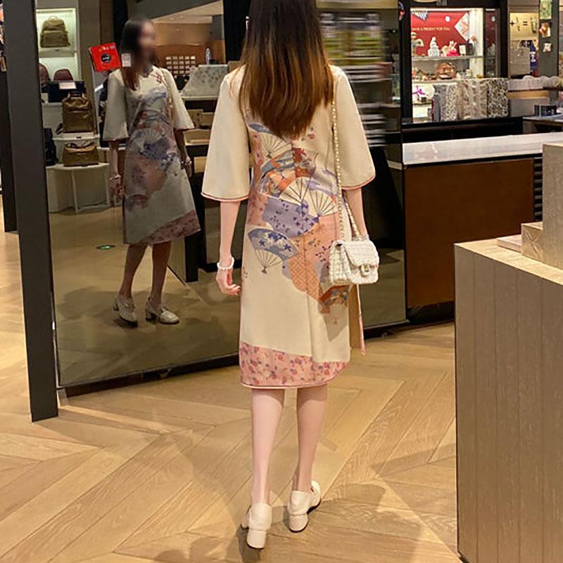 Cheongsam Spring Improved Version Big Sleeve Sweet Retro Young Girl Chinese Style Dress Female