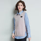 Spring and Autumn Round Neck Knitted Vest Women's Solid Color Halterneck Waistcoat Short Casual Sleeveless Sweater