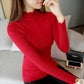 Autumn and Winter Thickened Half Turtleneck Sweater Women Warm Short Ruffled Solid Color Knitted Bottoming Shirt