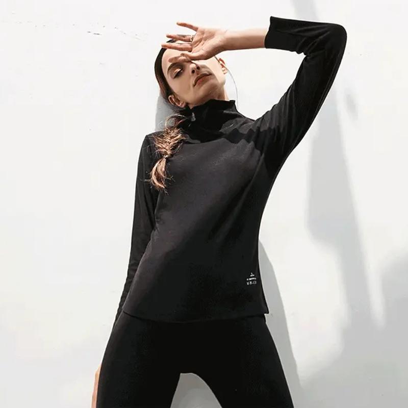 Women Long Sleeve Thermal Underwear Winter Thicken High Collar Sweater Autumn Spring Windproof Soft Lining Comfortable Breathable Wearable Versatile