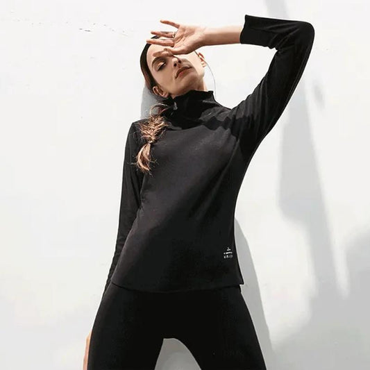 Women Long Sleeve Thermal Underwear Winter Thicken High Collar Sweater Autumn Spring Windproof Soft Lining Comfortable Breathable Wearable Versatile