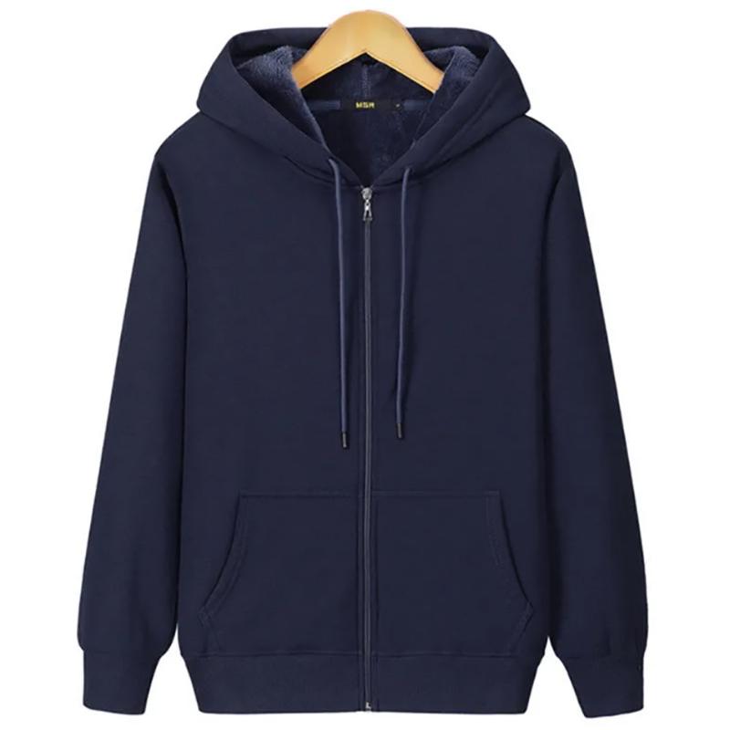 Autumn and Winter Sweatshirts Plus Fat Plus Size Plus Velvet Thick Men's Sweater Pure Cotton Hooded Zipper Fat Sweater