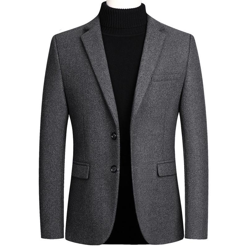 Winter Wool Jacket Men's Wool Coat Casual Slim Collar Wool Coat Men's Long Cotton Collar Trench Coat