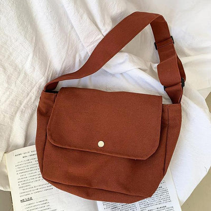 Large Capacity Canvas Bags Women Men Travel Casual Shool Daily Shoulder Simple Crossbody Solid Color Bags