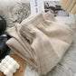 Large Size Mink Velvet Knitted Pants Women Winter Fat Mm High Waist Drape Loose Trousers Plus Velvet Thickened Outer Pants
