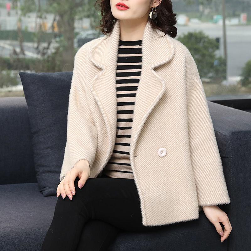 Autumn and Winter Fashion Knitted Cardigan Long Sleeve Lapel Thick Sweater Korean Plaid Jacket