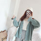 Spring Lazy Style Knitted Cardigan Solid Color Thickened Long-sleeved Bottoming Shirt with Loose Student Sweater Coat
