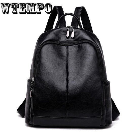 Backpack Women Leather Backpacks For Girls School Bags Fashion Vintage Solid Shoulder Bag Youth