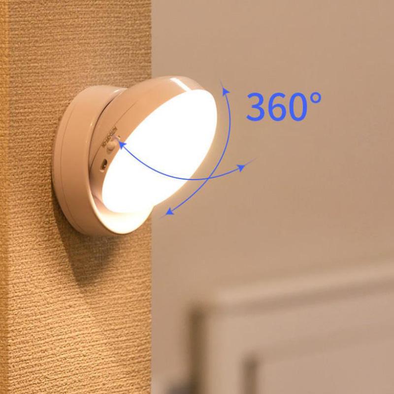 Human Body Induction Lamp LED Household Wall Lamp USB Charging Night Light 360 Degree Adjustable Warm Light