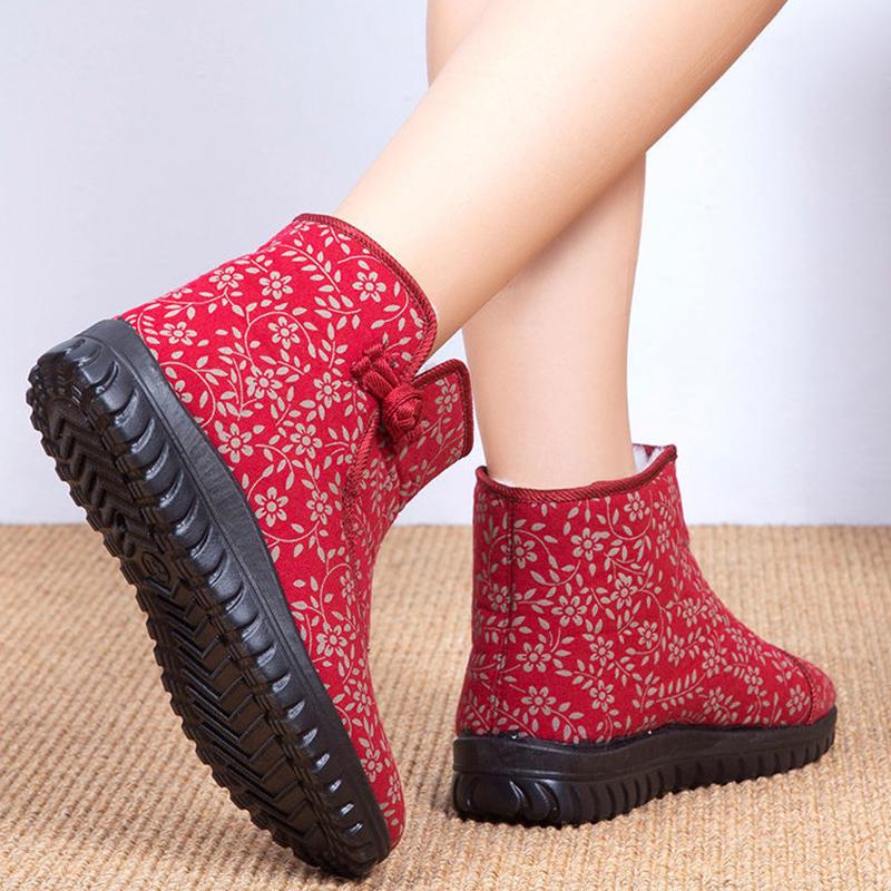 Winter Women's Plus Velvet Warm Soft-soled Cotton Shoes Thickened Non-slip Middle-aged and Elderly Cotton Boots