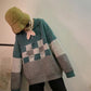 Autumn and Winter Pullover Loose Plaid Sweater Female Student Mid-length College Style Sweater Coat