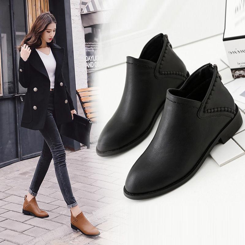 Women Ankle Boots Autumn Female Shoes Woman Flat Fashion Platform Round Toe Buckle Strap