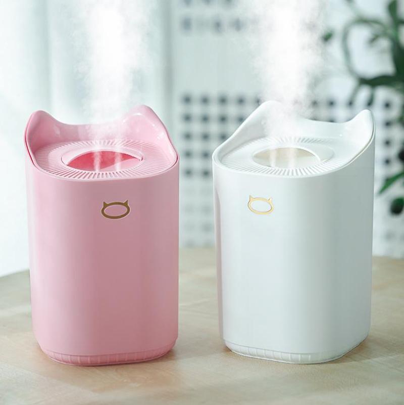 2300ml Double Nozzle Air Humidifier Night Light 24h USB Sprayer Silent Aroma Diffuser for Home Office