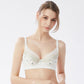 Women's Comfortable Embroidered Underwear Adjustable Bra for Big Breasts Sexy Lace Mesh Floral Gather Straps Brassiere Full Cup Pad Solid Underwear