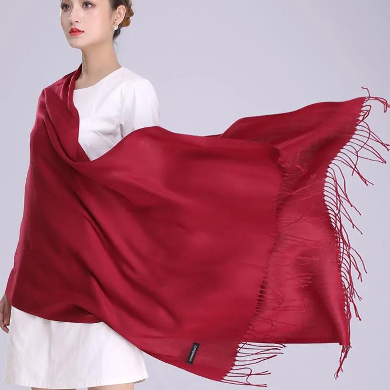 Pure Color Faux Cashmere Scarf Shawl Dual-use Wild Thick Long Section Ladies Warm Knitted Big Scarf Soft Fabric Temperament Shawl