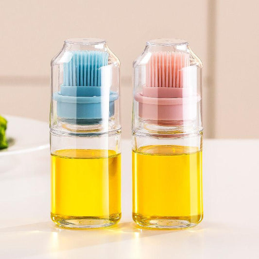 Barbecue Brush Oil Brush Kitchen Pancake Household Baking Silicone Oil Brush with Bottle High Temperature Silicone Brush Small Oil Bottle