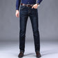 Winter Men's Warm Jeans Fleece Black Blue Jeans Business Casual Warm Thick Stretch Denim Trousers Men's Brand Pants