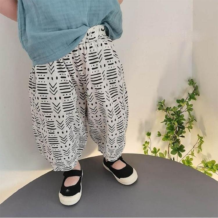 Children's Pants Summer Girls and Boys Casual Printing Knickerbockers Pants  Waist Baby Anti-mosquito Casual Pants