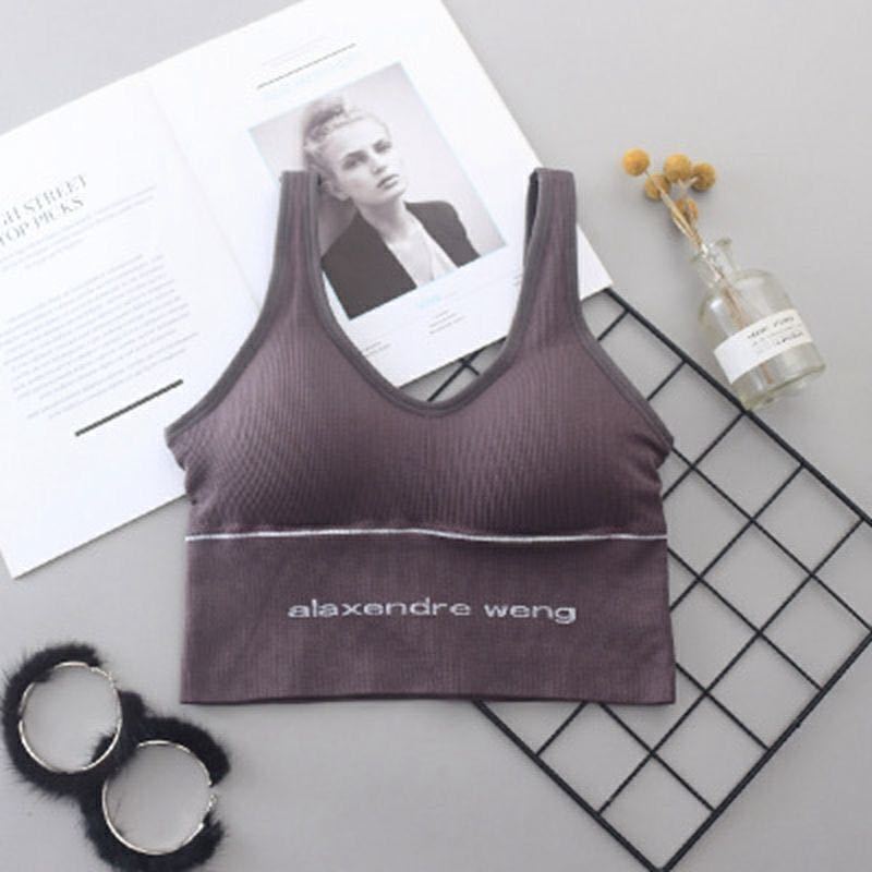 Women Wearing Sports Vest with Chest Pad U-shaped Beautiful Back Gathered and Shockproof Yoga Underwear Base Tube Top