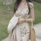 Female Summer Elegant Natural Gentle Dress Vintage Low Chest Tight Wrap Hip Split Sling Holiday Dress