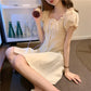Little Lady Simple Solid Elegant Dress Vintage Square Collar Large Size Slim Graceful Party Dress