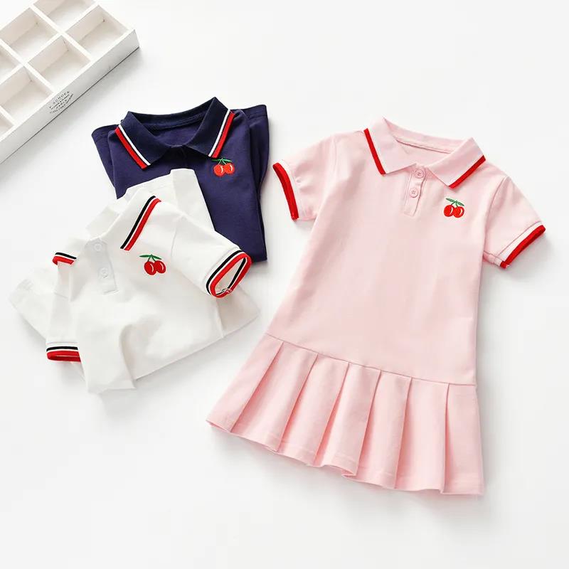 Summer Baby Girls Casual Clothes Dress Cherry Print Short Sleeve Dress Kids Toddler Pageant Dresses