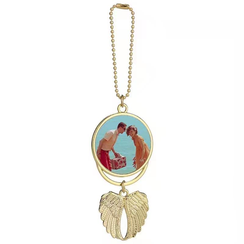 Sublimation Heat Transfer Personalized Angel Wings Pendant Car Interior Pendant, 2 Sided Photo Keychain, Memorial Keychain, Memory Gift