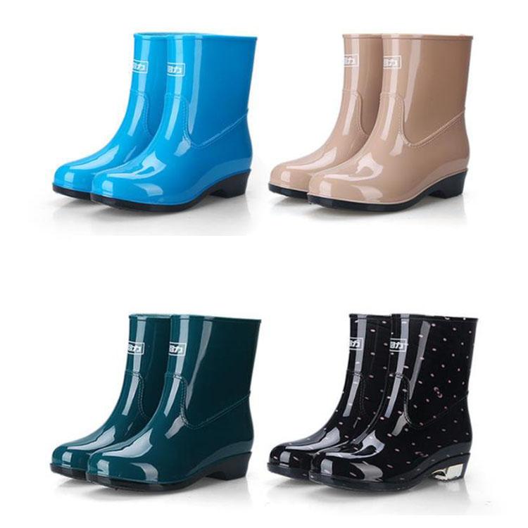 Rain Boots Women's Mid-tube Rain Boots Fashion Water Shoes Water Boots Waterproof Rubber Shoes Overshoes Kitchen