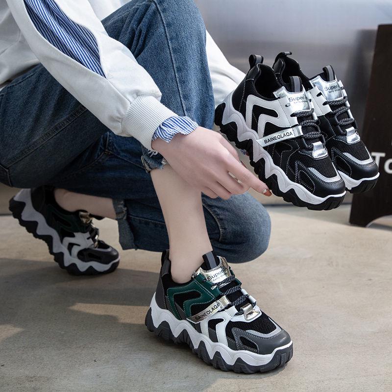 Spring and summer shoes women's sports shoes wild thick bottom breathable running ins daddy shoes