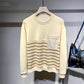 Spring and Autumn Men's Black Striped Color Matching Sweater Round Neck Loose Large Size All-match Casual Pullover Simple Sweater