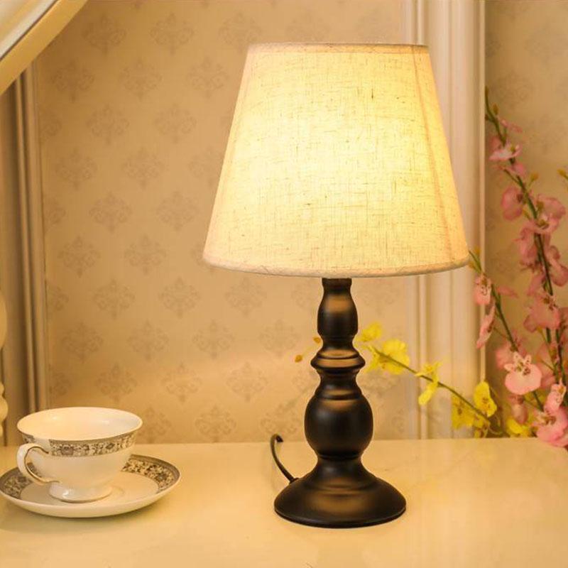 LED Table Lamp for Bedroom Living Room Modern Linen Bedside Lamp Dimmable Table Lamps Night Light
