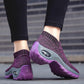 Women's Mid High-heeled Sneakers Casual Breathable Mesh Sports Shoes Running Flat Shoes Slip on Thick-soled Dance Shoes