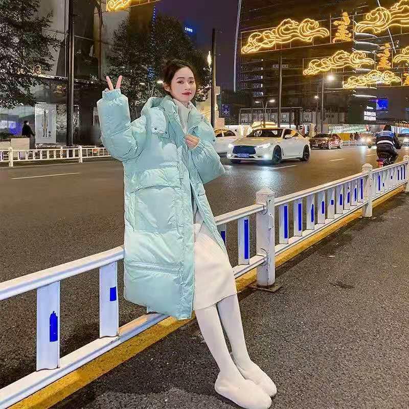 Mid-length Down Jacket Female White Duck Down Dongdaemun Korean Style Hooded Loose