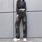 Butterfly Print Straight-leg Jeans Vintage Jeans Loose Streetwear Women's High-waisted Slim and Versatile Drape Loose Mopping Casual Pants