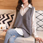 Spring and Autumn Mid-length Vest Plus Size V-neck Loose Sweater Knitted Sleeveless Women's Vest